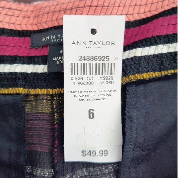 Ann Taylor Factory Shorts Wmn's Sz 6 Multicolor Striped 5" Inseam Woven Pockets - Picture 3 of 16